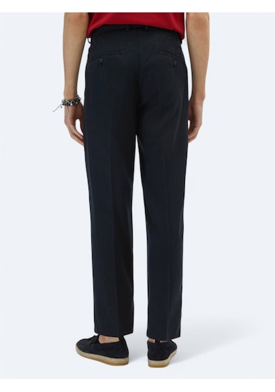 Kip Lacivert Dokuma Loose Fit Casual Pantolon Lacivert