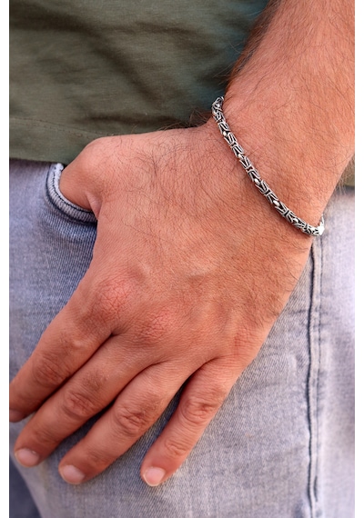 925 Ayar Gümüş Erkek Kral Zincir Bileklik 201024558 Gümüş