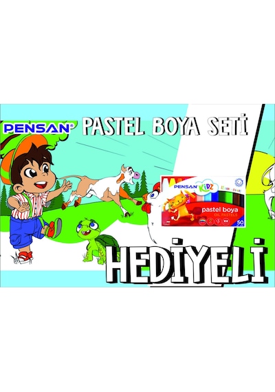 30x120 Boyama Rulosu Yaman Çiftlik Hayatı + Pensan 12'li Pastel Boya Kalemi