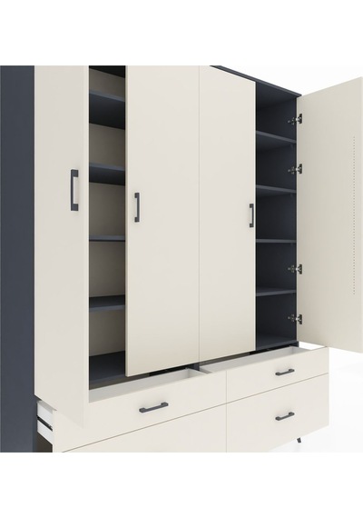 Hyperion Gardrop 10 Raflı 4 Çekmeceli 4 Kapaklı 176x44x221 Antrasit-aytaşı Aytaşı Hyperion Gardrop 10 Raflı 4 Çekmeceli 4 Kapaklı 176x44x221 Antrasit-aytaşı Aytaşı