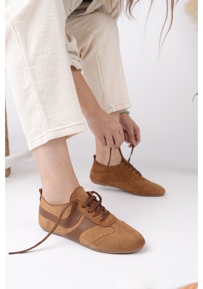 Muggo Vibe Bağcıklı Günlük Kadın Sneaker Spor Ayakkabı Taba