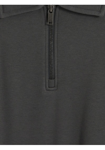 Lcw Vision Gri Polo Yaka Erkek Sweatshirt