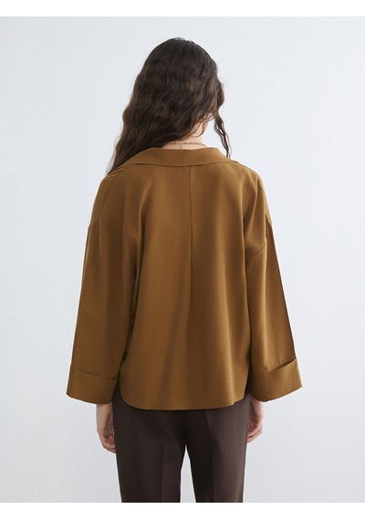 Lcw Vision Kahverengi Oversize Kadın Gömlek