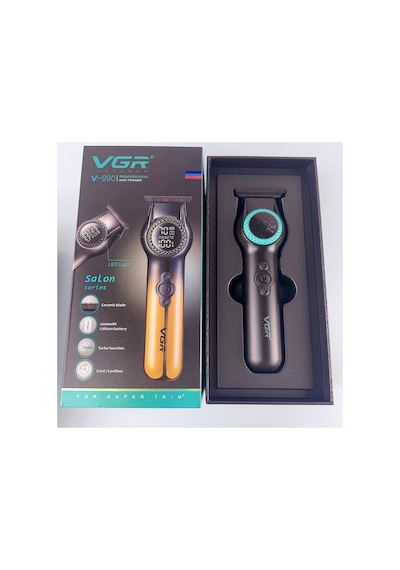 Şarjlı Tıraş Makinesi V-990 - 8000 Rpm Turbo Led Işıklı 200 Dakika - Siyah