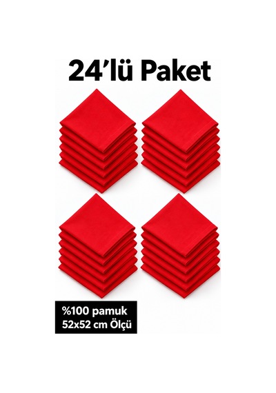 Herşeynota 24 Lü Bayrak Kırmızısı Fular Seti %100 Pamuk 52x52 Cm Okul Tören Etkinlik Gösteri Çok Renkli