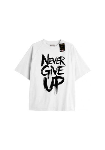 Tarzsokak Beyaz Oversize T-shirt Nevergiveup Özel Tasarım