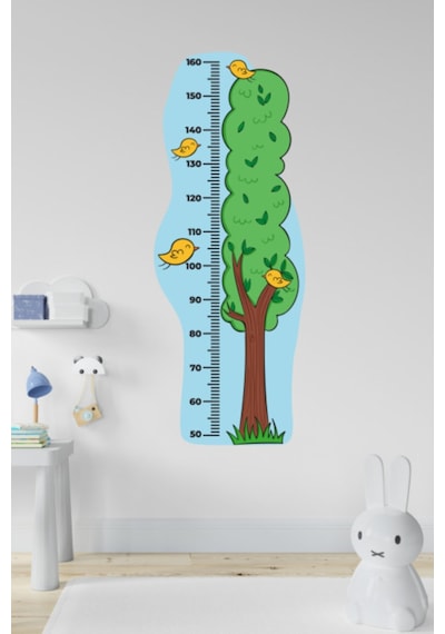 Çocuk Odası Ağaç Temalı Boy Ölçüm Cetveli Duvar Sticker