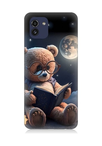 Samsung Galaxy A03 Uyumlu Kitap Okuyan Sevimli Ayı Tedy Desenli Silikon Kılıf