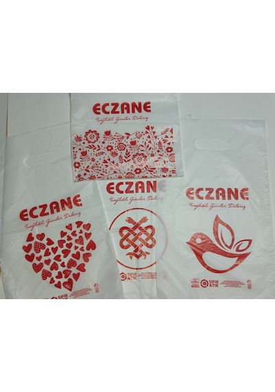 Eczane Hışır Elgeçme Baskılı Beyaz Çanta 20 X 36 Cm