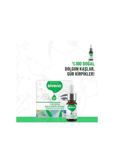Siveno %100 Doğal Kaş ve Kirpik Serumu Bitkisel Yoğunlaştırıcı Canlandırıcı Yoğun Bakım Yağı Vegan 10 ML