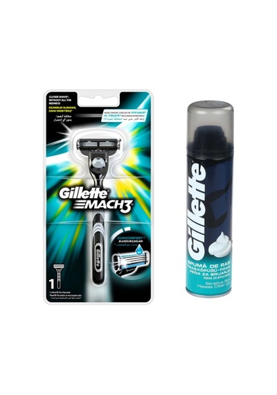 Gillette Mach3 Tıraş Makinesi 1 UP + Tıraş Köpüğü 200 ML Gillette Mach3 Tıraş Makinesi 1 UP + Tıraş Köpüğü 200 ML
