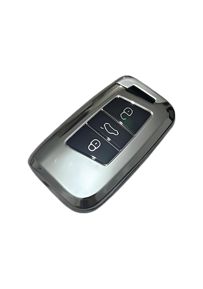 Autohan Keys Volkswagen Passat B8 Uyumlu Akıllı Anahtar Kumanda Kabı Kılıfı, Nano Krom Siyah Re Standart