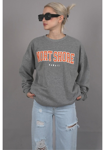 Mad Girls Gri Sweatshirt Mg767
