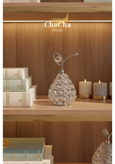Chacha Home Kristal Taşlı Armut Dekoratif Obje Salon Ve Konsol Aksesuarı