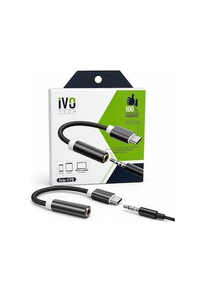 Erdo Ticaret Type-c To 3.5mm Kulaklık Dönüştürücü Aux Adaptör Tech Ivo-170 Erdotıca