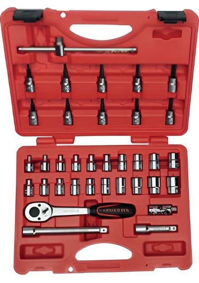 İzeltaş 14000 005135 3/8 Altı Köşe Lokma Anahtar & Lokma Allen Set 35 Parça, Mm