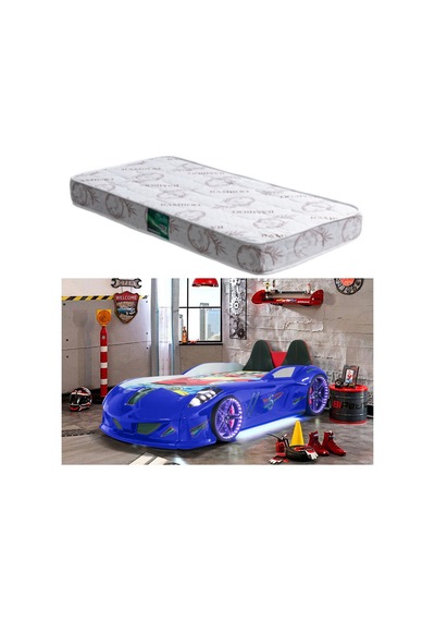 Arabalı Yatak, Jaguar Koltuklu Full Ledli Arabalı Yatak - Mavi 1 Adet Comfort Yatak Arabalı Yatak, Jaguar Koltuklu Full Ledli Arabalı Yatak - Mavi 1 Adet Comfort Yatak