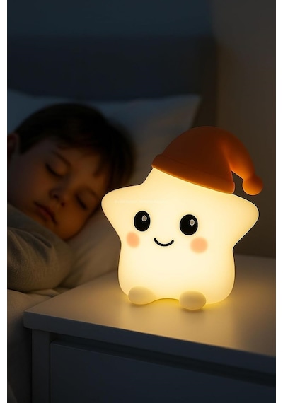 Rgb Led Sevimli Yıldız Çocuk Odası Gece Masa Lambası Renk Değiştiren Yumuşak Silikon Şarj Edilebilir Diğer