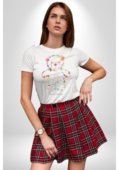 Sadece Yaşamak Unisex Unisex Beyaz Organik Baskılı T-shirt Penye Yüksek Kalite Beyaz