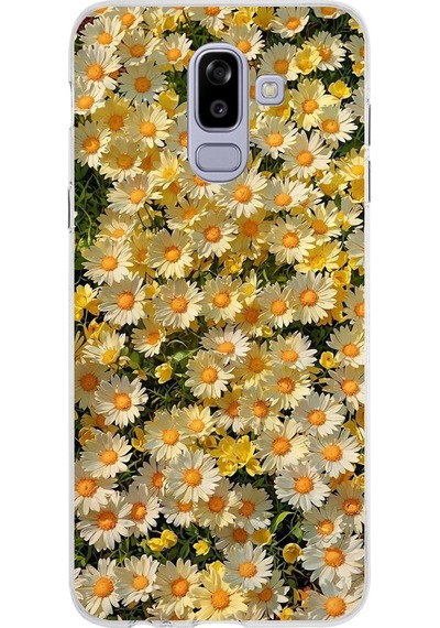 Samsung Galaxy J8-a6 Plus Uyumlu Papatya Bahçesi Sulu Boya Baskılı Silikon Kılıf Renkli
