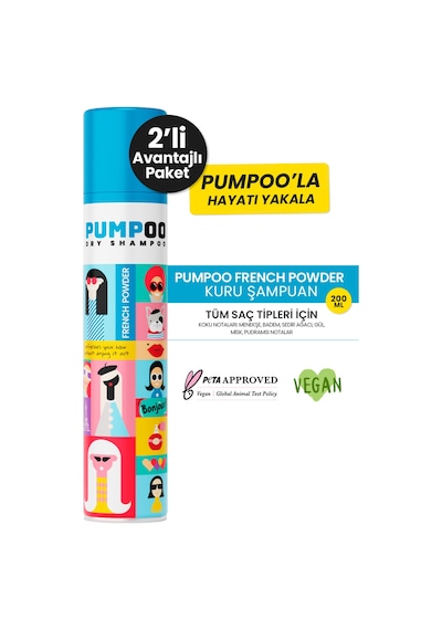 Pumpoo French Powder Kuru Şampuan 2 x 200 ML