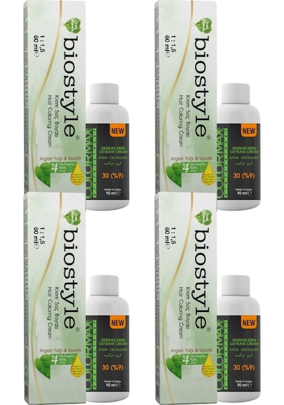 Biostyle Bitki Özlü Argan Ve Keratin 8.43 Sultan Bakırı 4 Adet 60 Ml Saç Boyası + 4 Ad 90 Ml Oksidan
