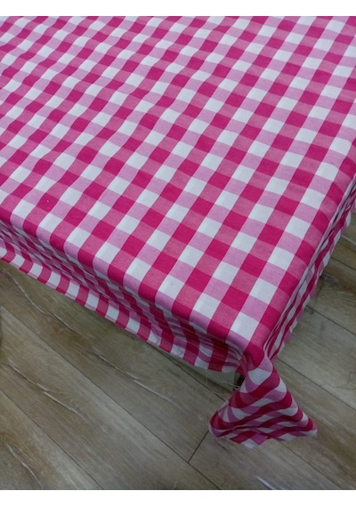 Hayat Home Pembe Kareli Zefir Kumaş Masa Örtüsü Sofra Örtüsü