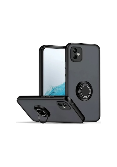 Newface Samsung Galaxy A06 Kılıf Montreal Yüzüklü Silikon Kapak - Siyah