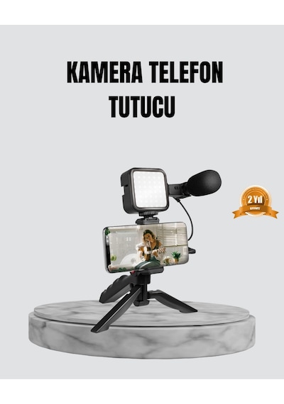 Telefon Video Çekim Kiti Led Aydınlatma Mikrofon Tripodlu Semeglbl - 39 Tam Set Çok Renkli