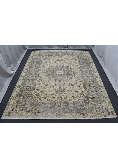 Zehra Abla Halı Vintage 6m2 El Dokuma Şaheser Eskitme Doğal Naturel Yün Salon Halısı 5849 Renkli