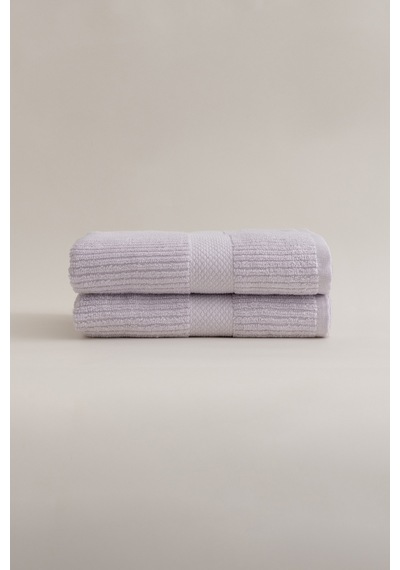 Ivory Lila Fitilli Mikro Fiber %100 Pamuk 2li Banyo Havlusu Seti Lila