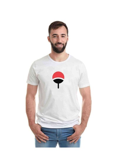 Uchiha Clan Baskılı Beyaz Erkek Tshirt