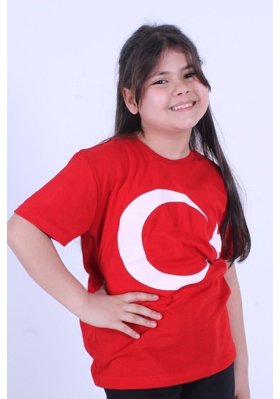 Fyk Kids Atatürk Baskılı Imzalı Unisexs T-shırt Kırmızı - Bayrak Kırmızı