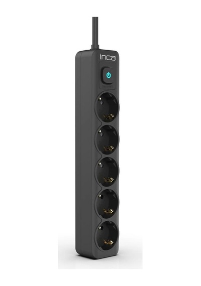 Inca Ipw-44sy 5li Akım Korumalı Led Tuşlu Priz 1,5mt Siyah Standart