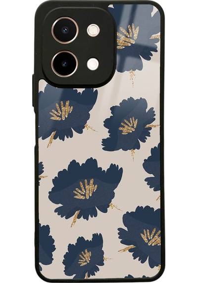 Vivo Y28 Blue Flowers Tasarımlı Glossy Telefon Kılıfı Çok Renkli