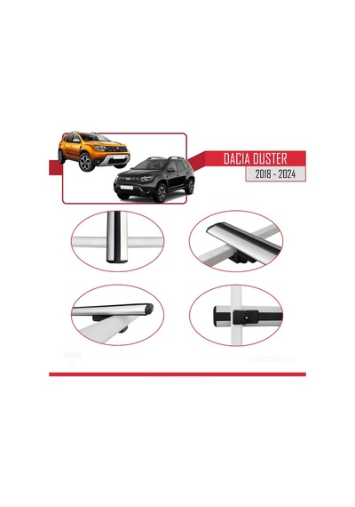 Accessorypart Dacia Duster 2018 Ve Sonrası İle Uyumlu Basıc Model Ara Atkı Tavan Barı Gri 3 Adet
