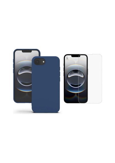 Apple iPhone 17e Uyumlu Içi Kadife Lansman Kılıf Ve Temperli Cam Ekran Koruyucu Lacivert