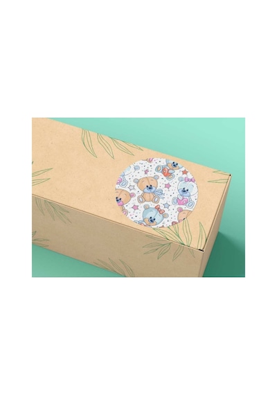 Sevimli Ayıcıklar 2 Etiket Yuvarlak Mat Stıcker 4 Cm 40 Adet Çok Renkli