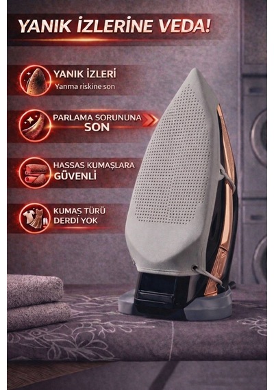2 Adet Teflon Ütü Altlığı Yanmaz Parlama Önleyici Ütü Koruma Aparatı Kaygan Taban Tüm Ütülerle Uyumlu