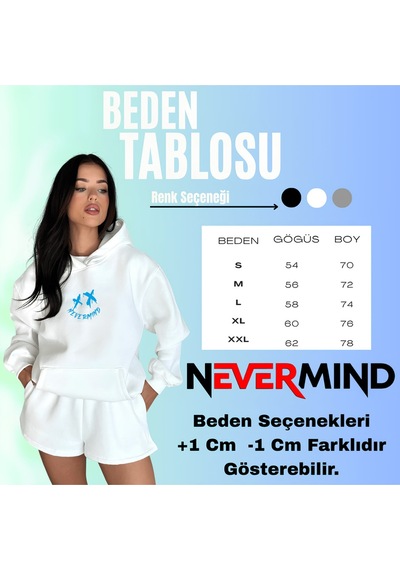 Nevermind Sevgili Çift Kombin Hoodie 2 Li Set Unisex Oversize Kapüşonlu Hoo Beyaz