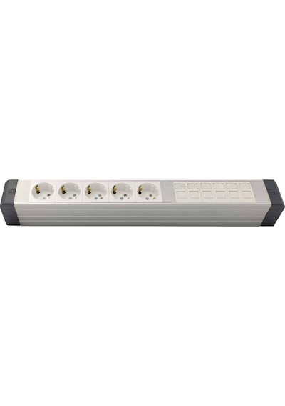 Amp Connect Alüminyum Profil Yatay Donatılmış Brotik 5'li Blok Priz + 6 Cat3 Telefon Veya Cat5 Cat6 Data Prizi