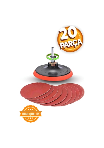 Merttools 115 Mm Cırt Zımpara Kağıdı El Zımparaları Ucu Seti Matkap Aparatı Avuç Içi Spiral Taşlama 20 Parça