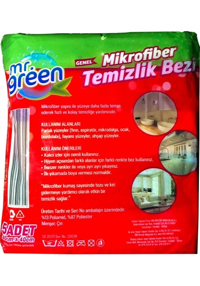 Mr.green Mikrofiber Temizlik Bezi 5 Li 40x40cm Karışık