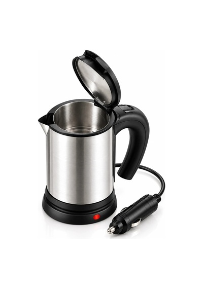 Ers Araç İçi Kullanıma Uygun 12v Elektrikli Su Isıtıcı Paslanmaz Çelik Gövdeli Pratik Kettle