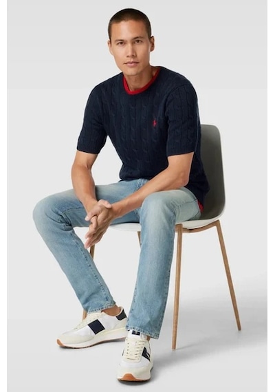 Polo Ralph Lauren Yuvarlak Yaka Saç Örgü Triko Lacivert