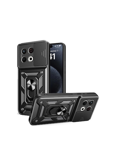 Nihcase Tecno Spark 30 Pro Kılıf Magnetik Standlı Kamera Korumalı Slide Sürgülü Cover Kapak