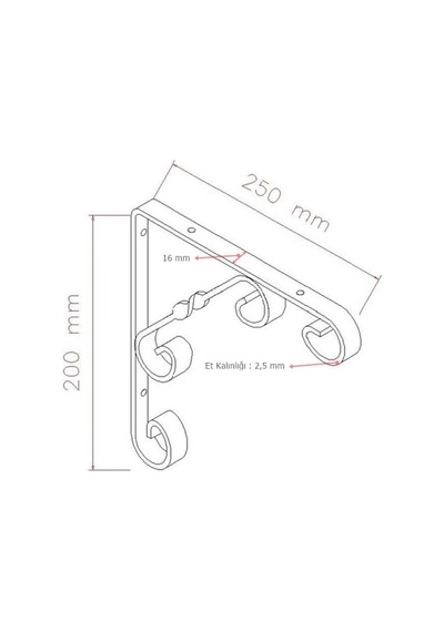 Eym 2 Adet Burgulu 20 X 25 Cm Dekoratif Raf Altı Ayağı Konsol Siyah Genel