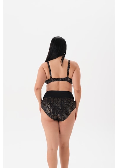 Büyük Beden Balenli Parlak Leopar Toparlayıcı Bikini Takım Altın