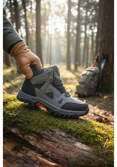 Enoch Erkek Kürklü Su Geçirmez Outdoor Trekking Ve Doğa Yürüyüş Botu Füme