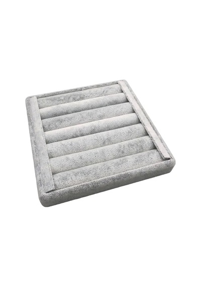 Yerli Üretim Süet Kumaş Gri Renk 15 Cm / 15 Cm Yüzük Sergileme Standı Çok Renkli